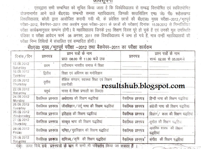 Rmlau Bed Exam Timetable Online Rmlau Bed Exam Timetable Online