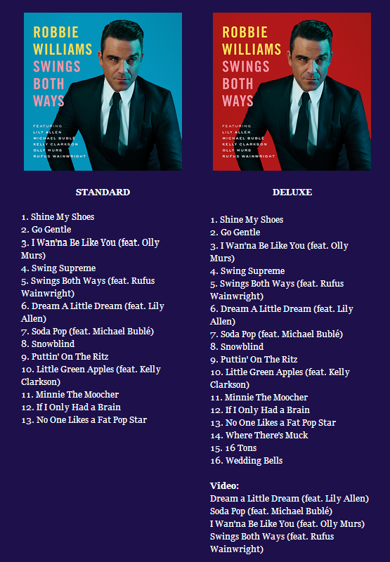 Nuevo album de Robbie "Swings Both Ways