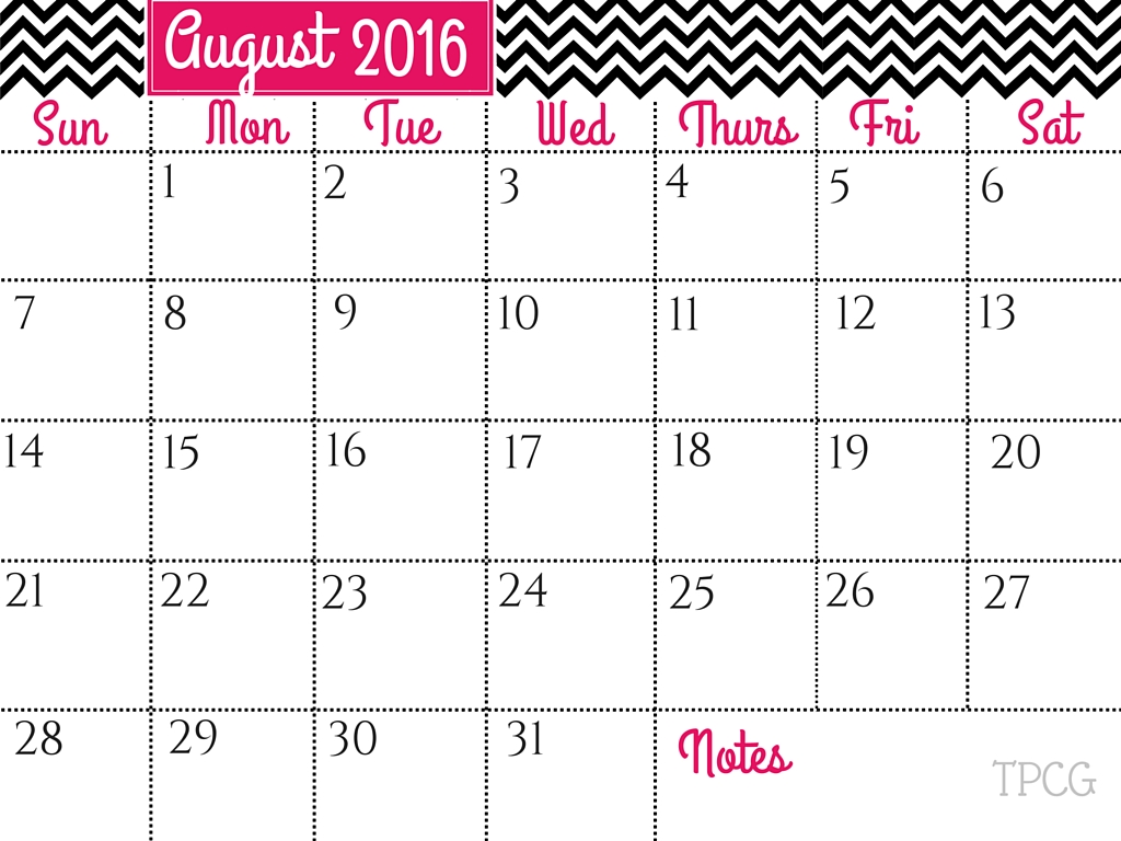 Printable Calendar August 2016 Printable Calendar August 2016