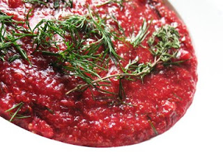 Quinoa Soup with Beets and Fresh Dill