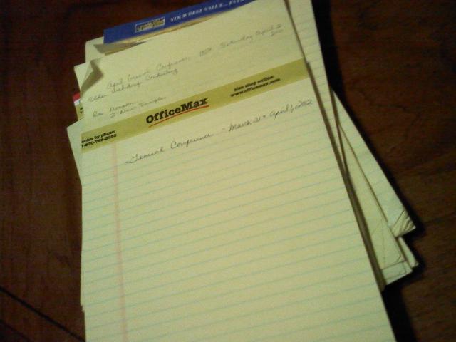 random thoughts and tender mercies yellow legal pads