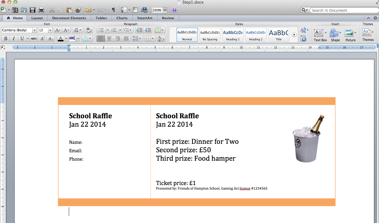 making raffle tickets in