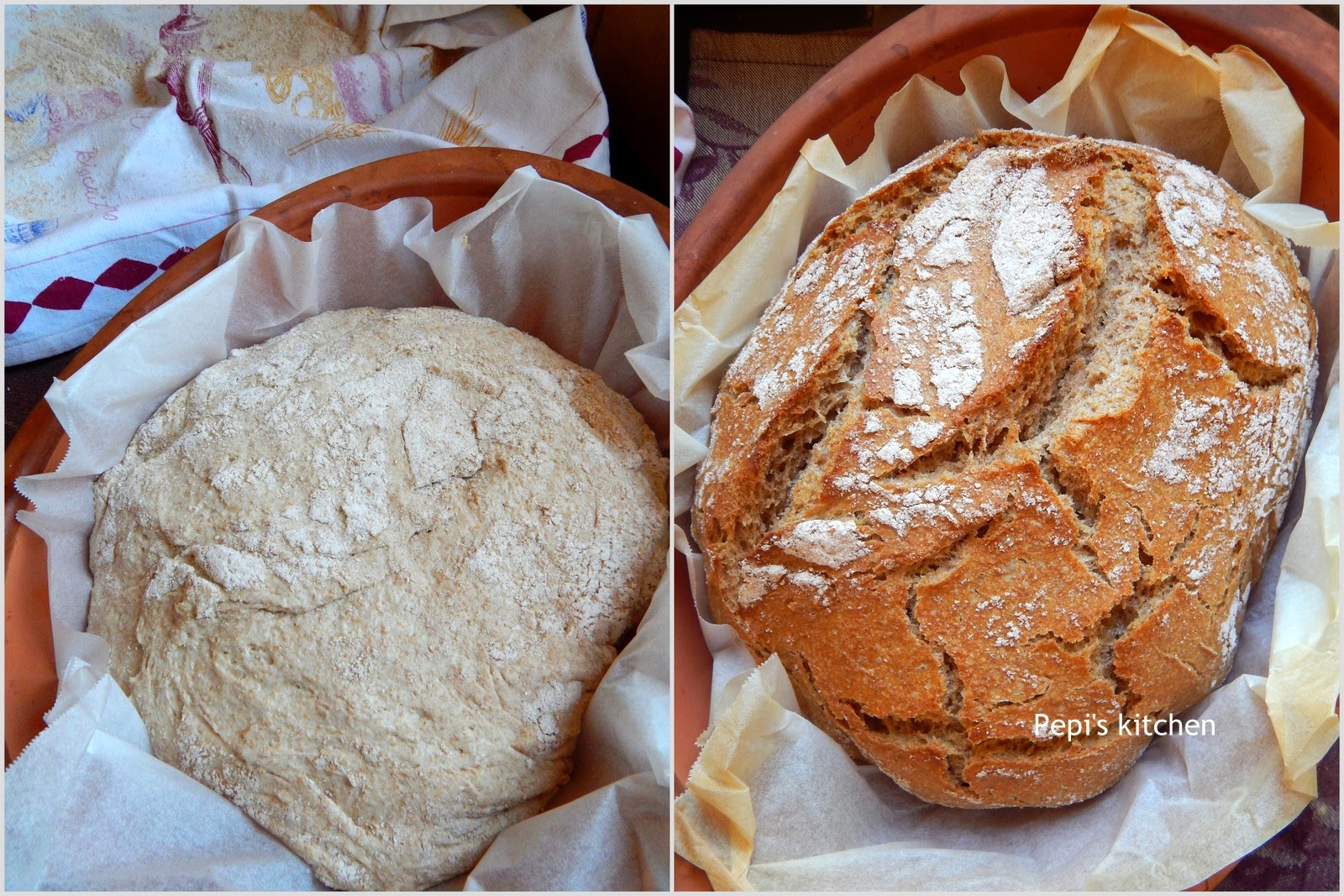 Pepi's kitchen in english Whole wheat Rosemary no knead bread