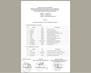 Daftar Kalender Merah 2012