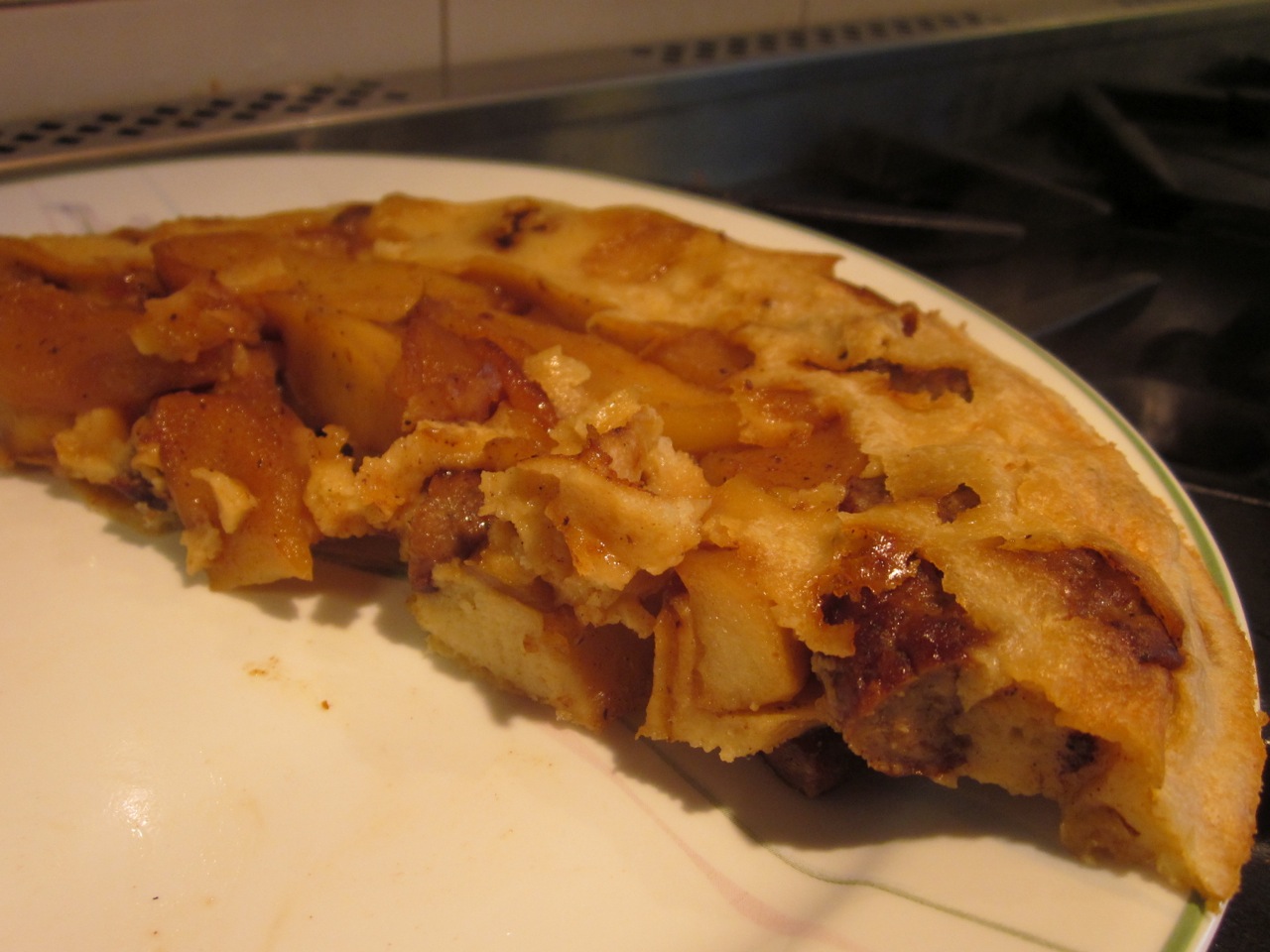 Chez Vorax Experiments in cooking Apple Sausage Thick German Pancakes