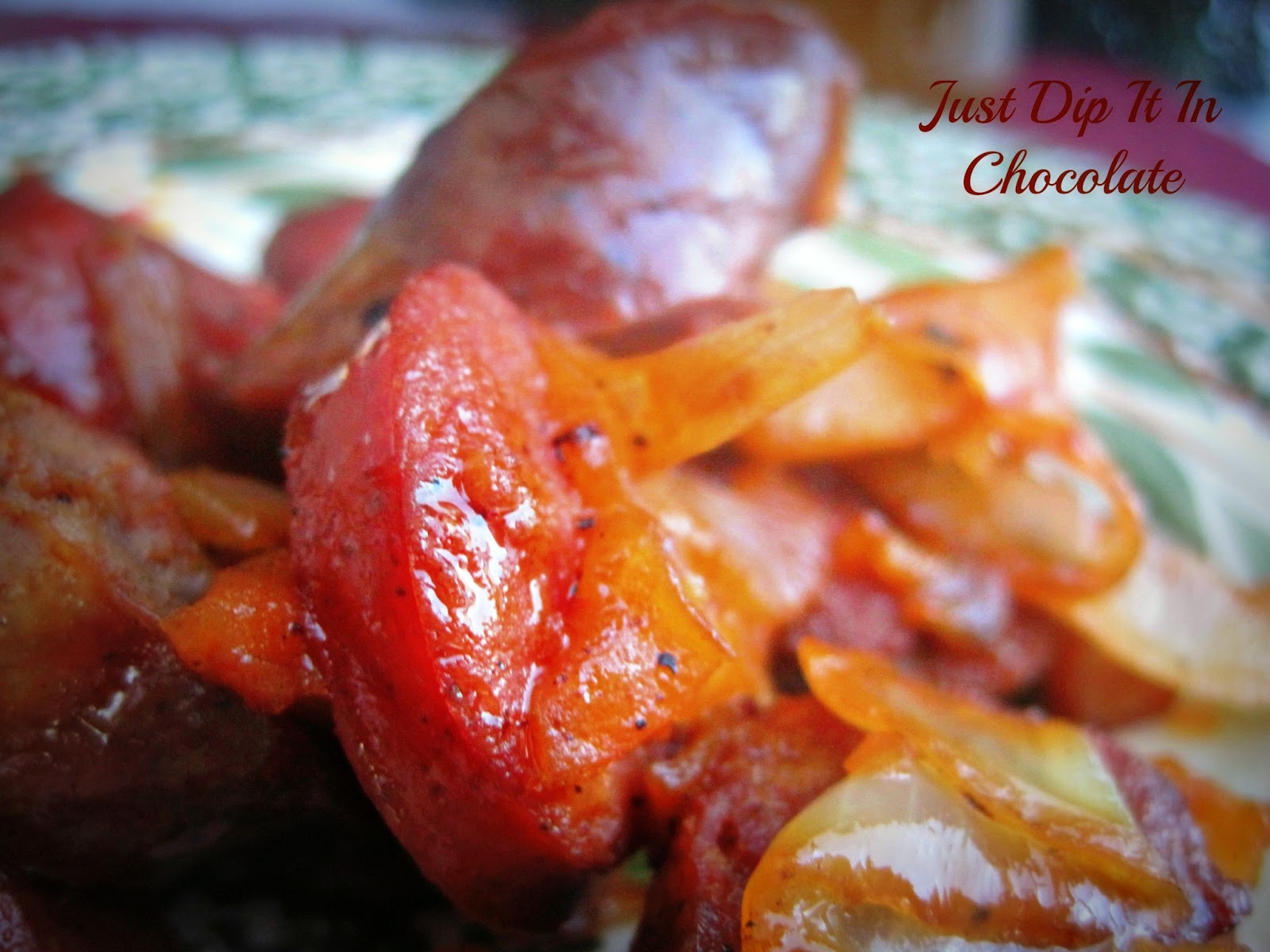 Just Dip It In Chocolate Kielbasa on Beer and Fresh Apples Sauce