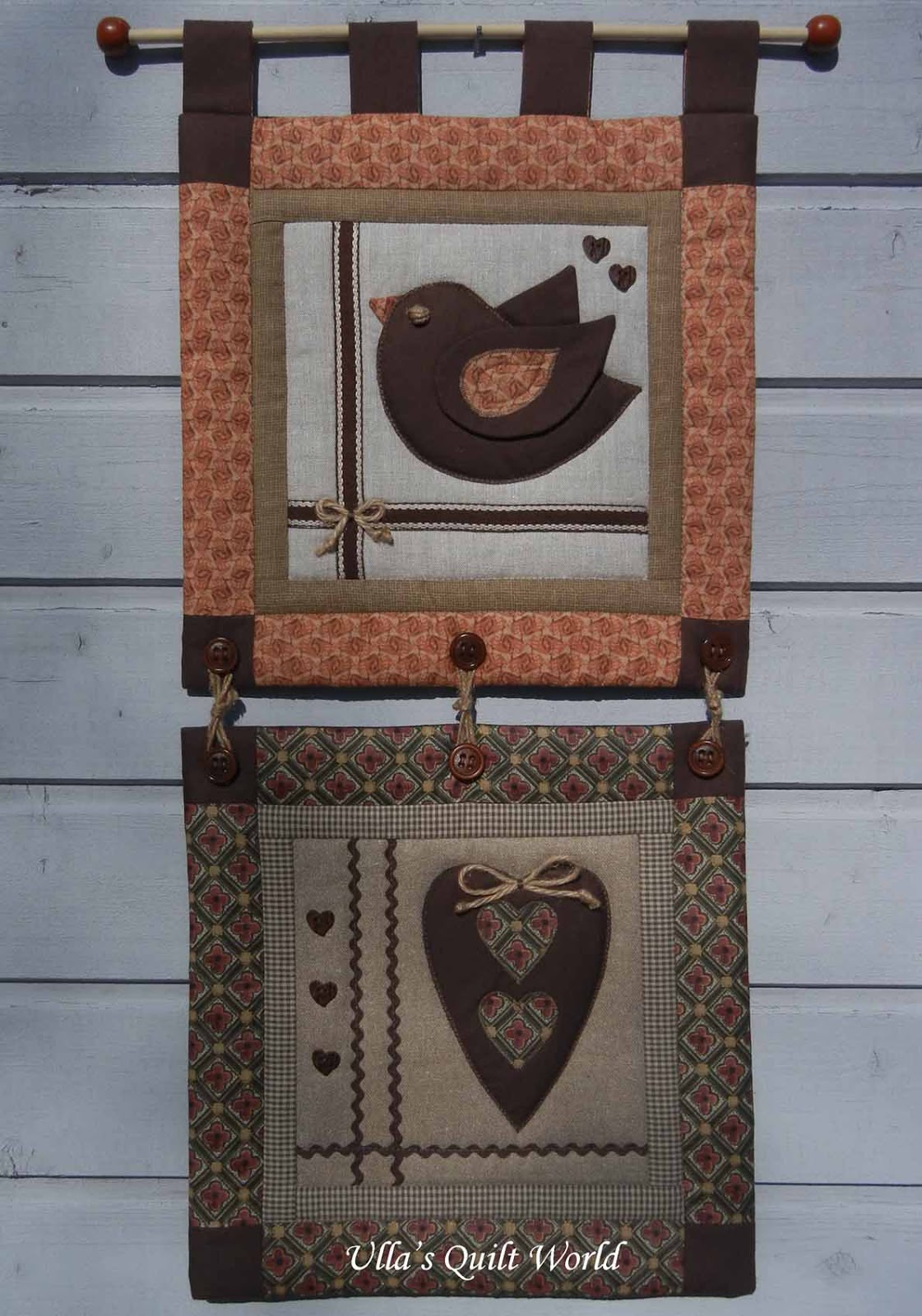 Ulla's Quilt World Wall hanging quilt, Heart and bird