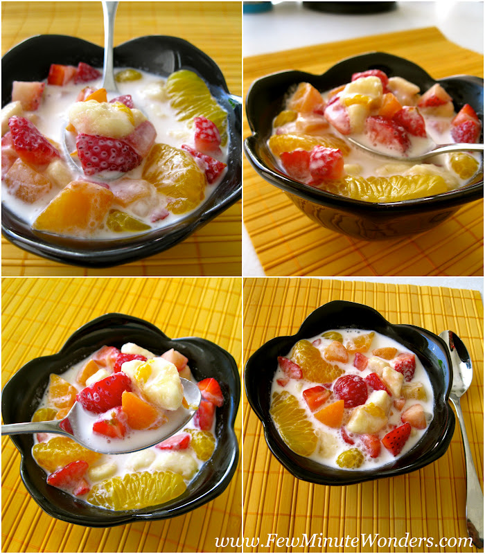 Fruit Salads Topped With Creme Fraiche or In Fresh Cream Few Minute