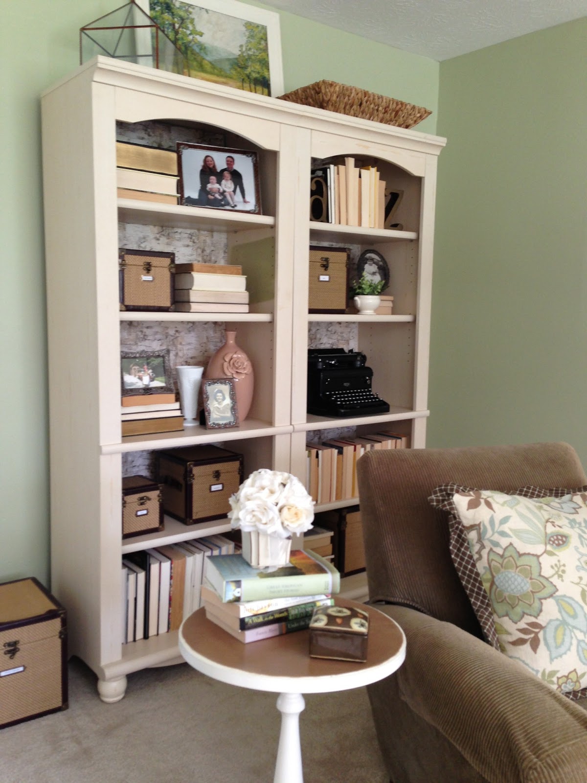 Home Made Modern Restyled Bookcases Using Wrapping Paper and