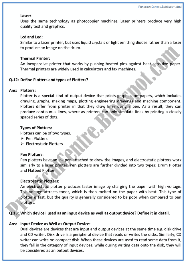 input-output-devices-descriptive-questions-answers-computer-ix