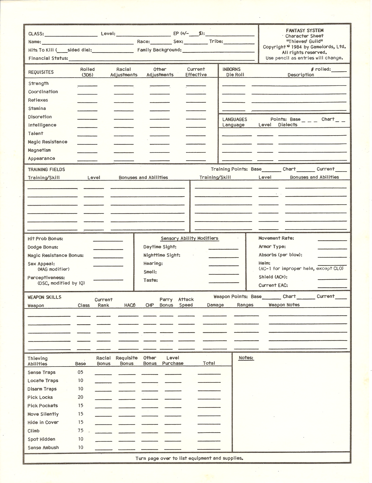 The Grand Tapestry Gamelords, LTD Thieves