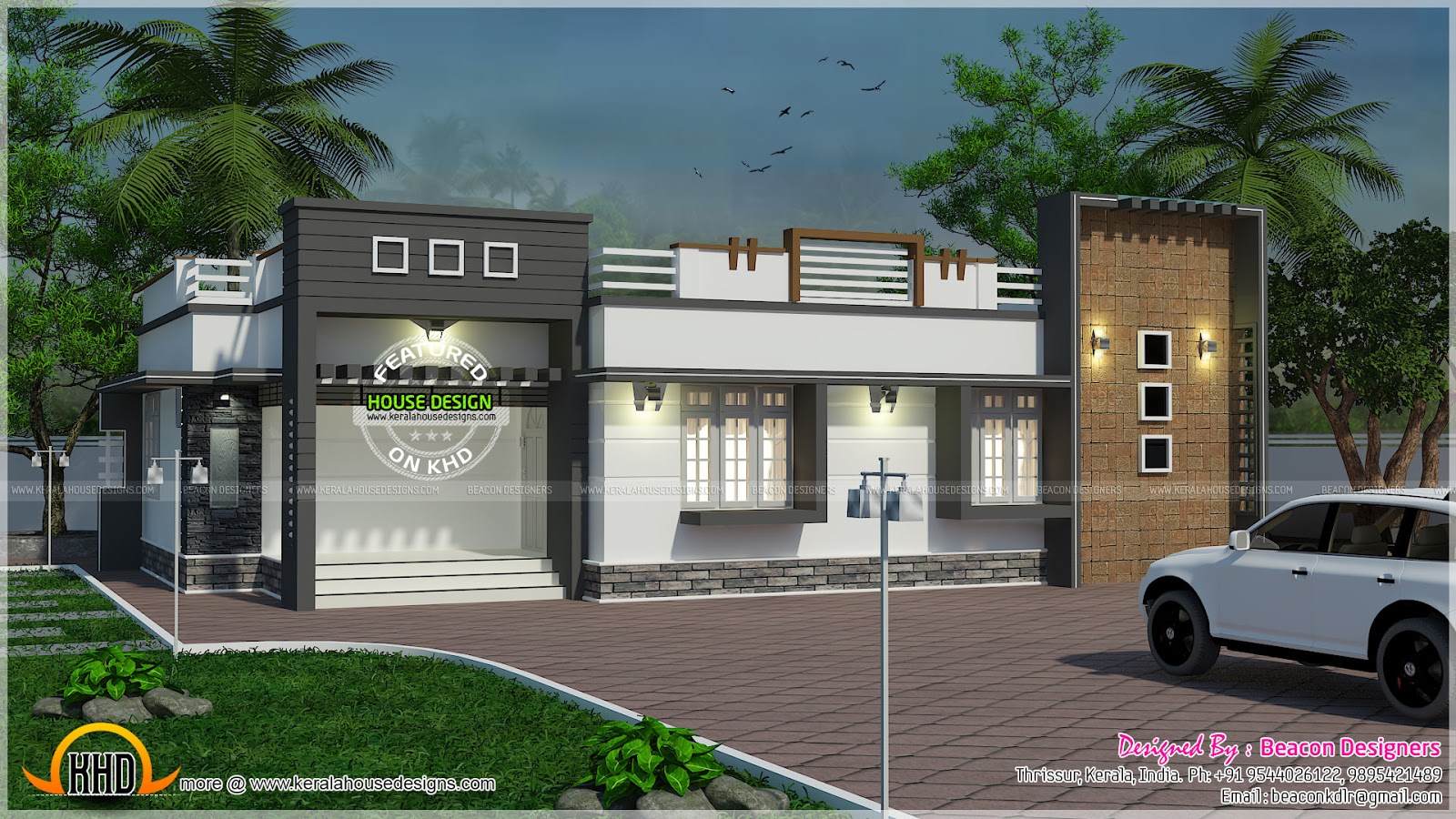 Nice single floor contemporary home - Kerala home design and floor Nice single floor contemporary home - Kerala home design and floor