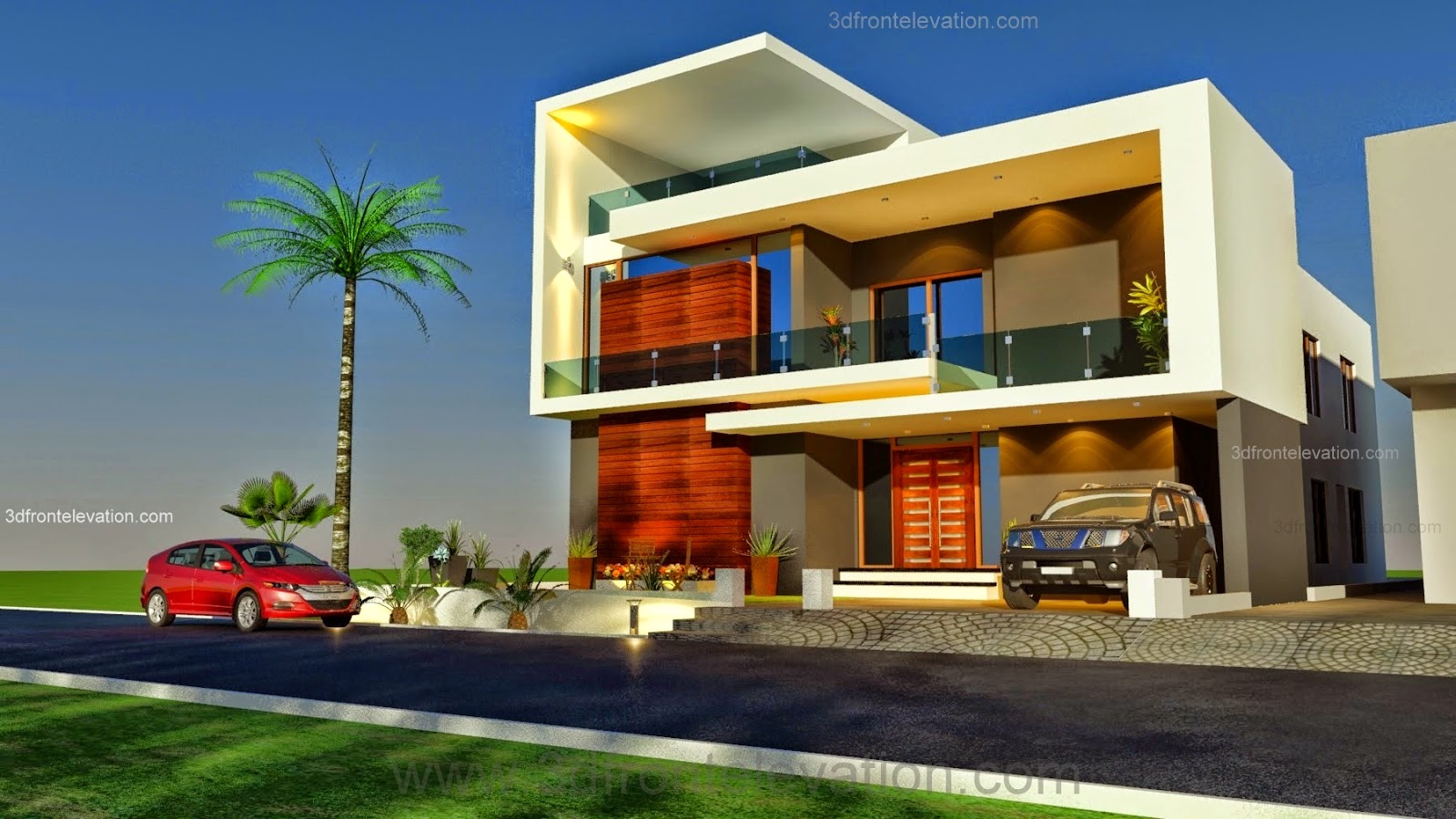 3D Front Beautiful Pakistani 1 Kanal Modern and