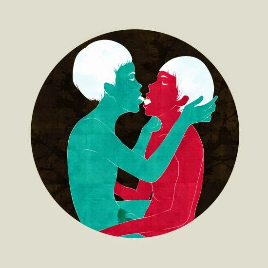 Mojo Wang ilustrações surreais sexo e intimidade.