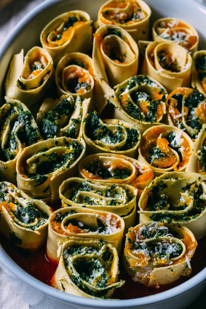 Friarielli & sound: Jamie's inspiration: squash and spinach pasta rotolo