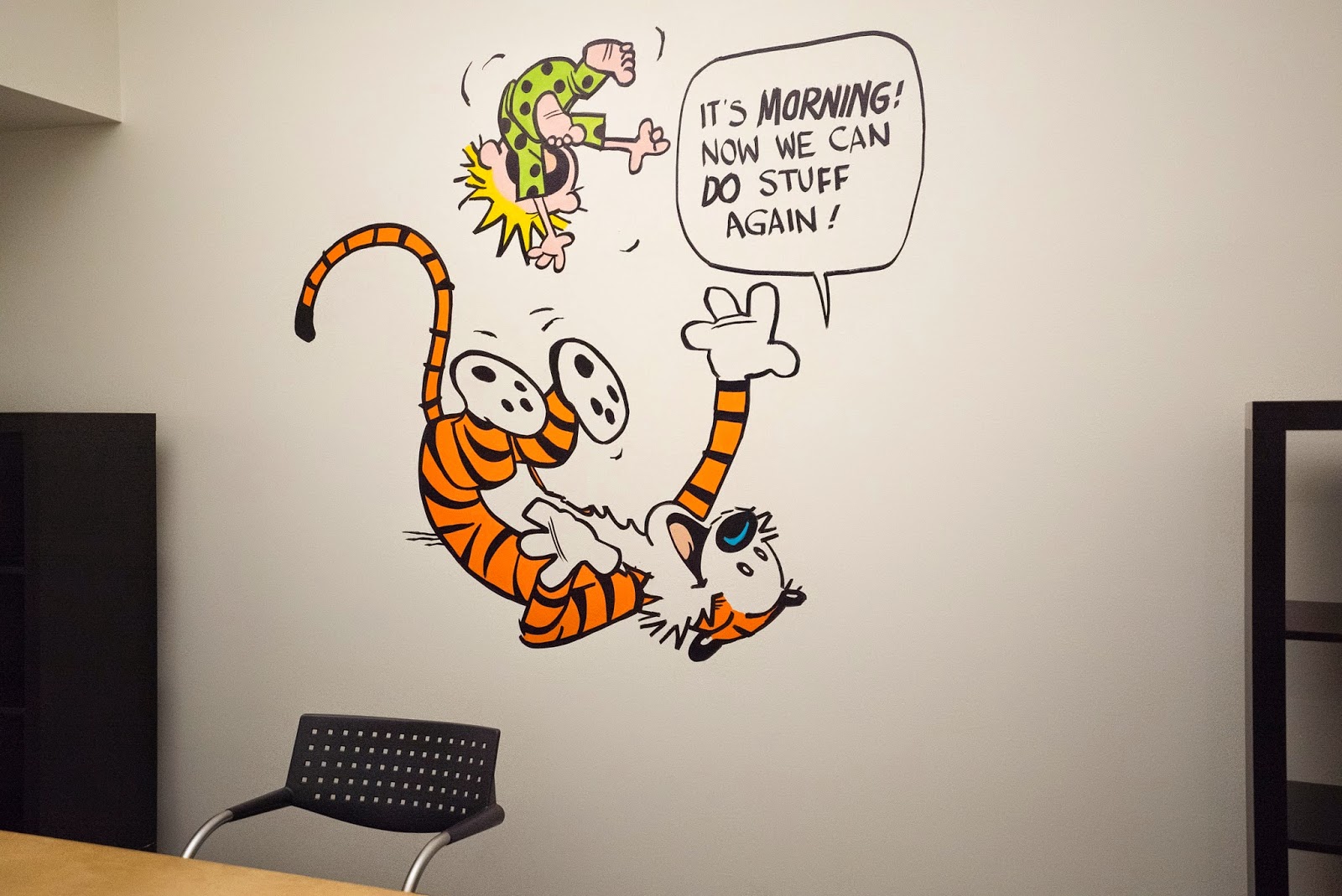New mural on the wall at reddit HQ r/calvinandhobbes