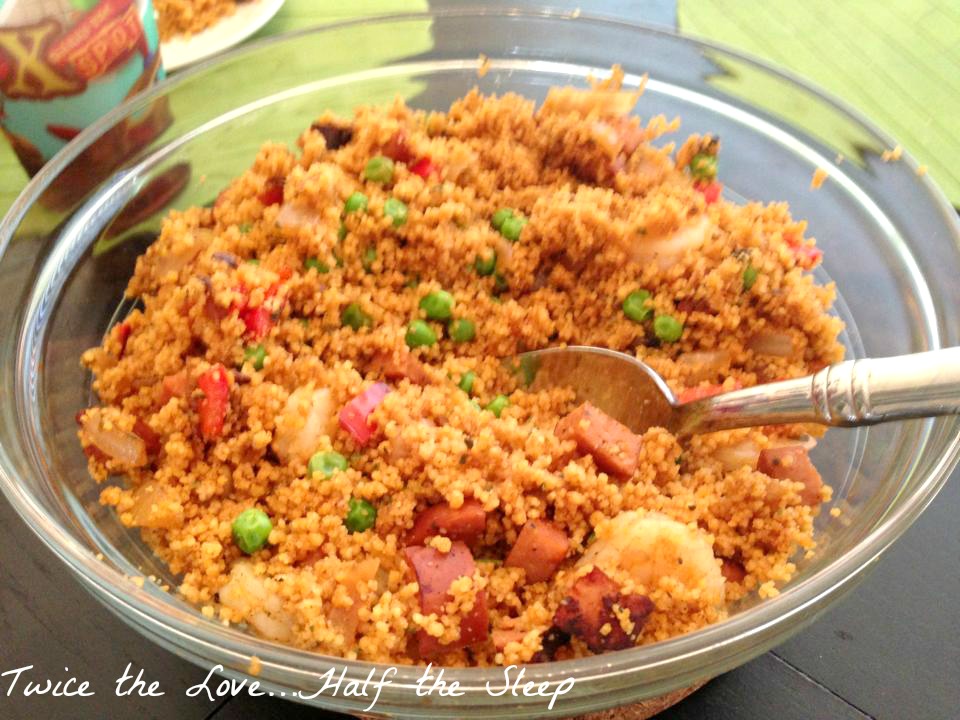 Twice the love...half the sleep! Couscous Paella with Shrimp and
