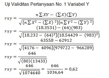 Contoh Perhitungan Statistik Uji Validitas Manual Statistik