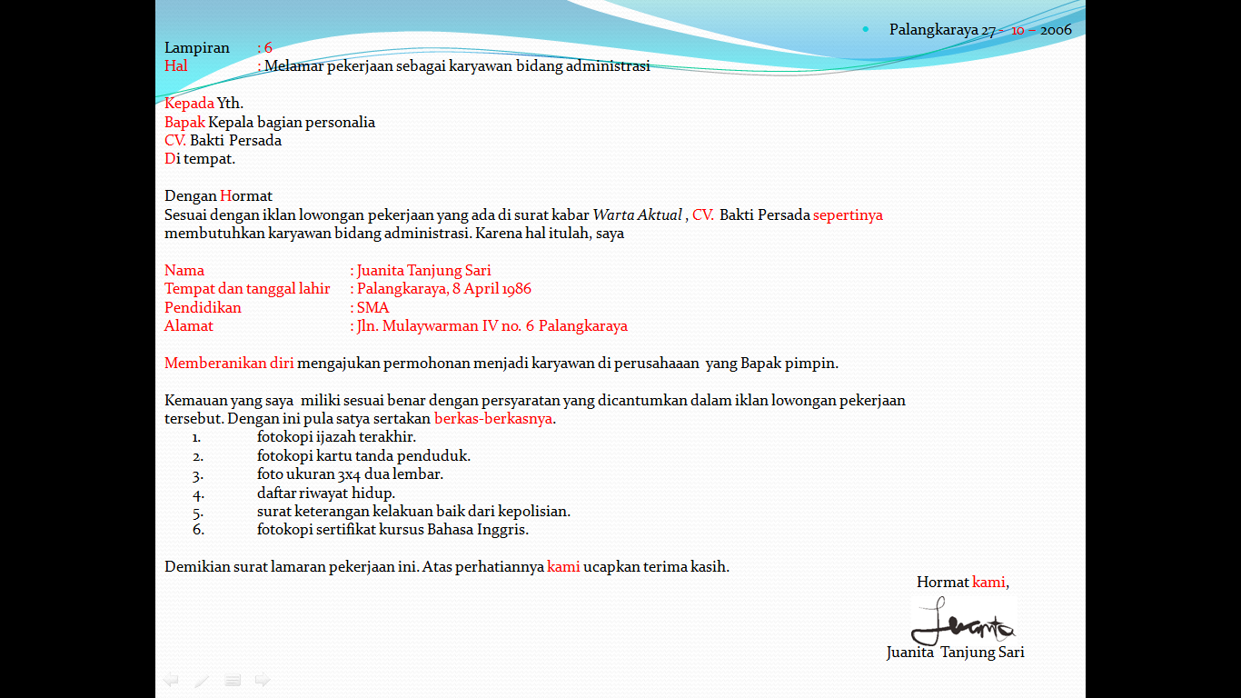 Contoh Beberapa Kesalahan Dalam Pembuatan Surat Lamaran