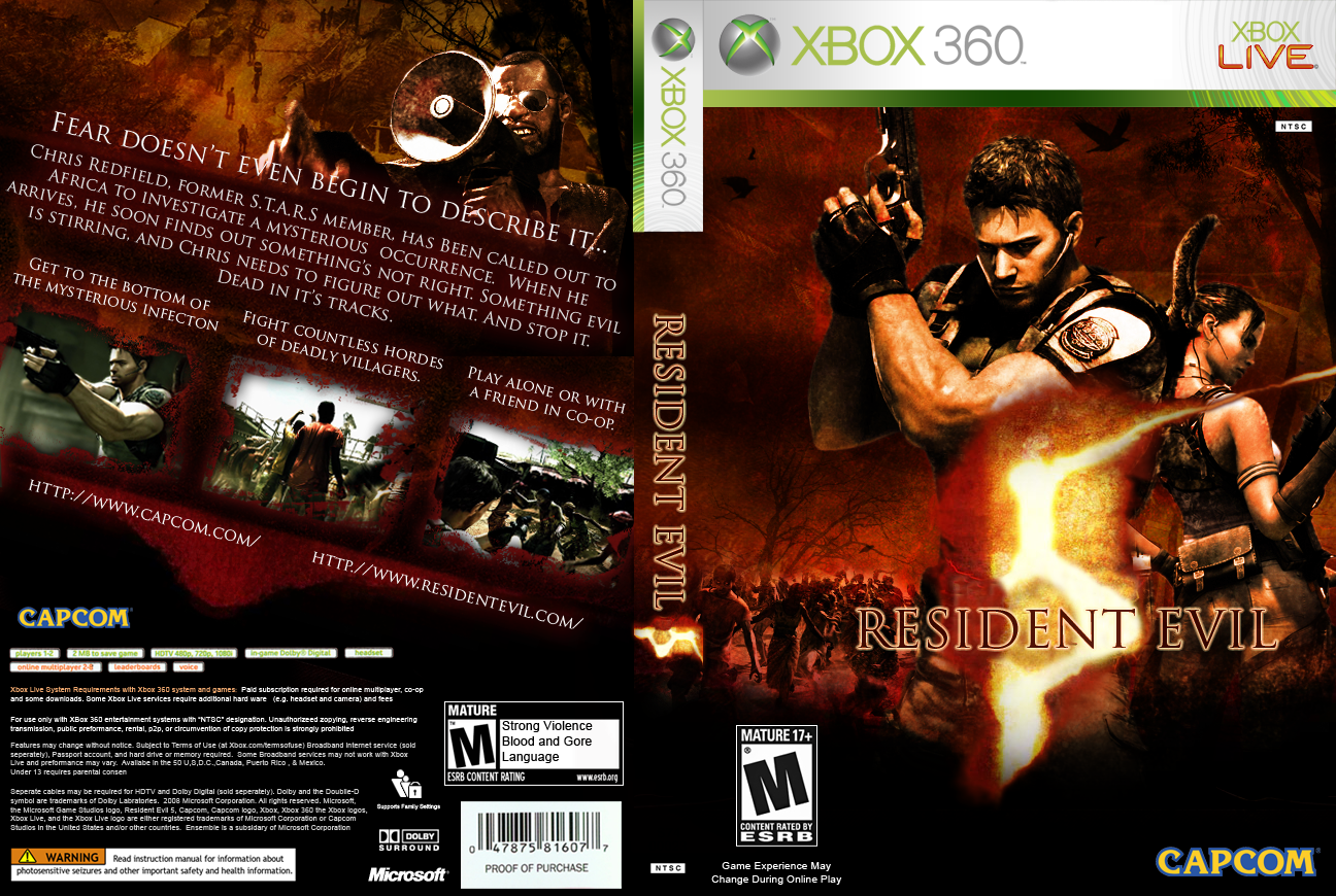 Resident Evil 5 (Pedido)  CAPAS DE DVD - CAPAS PARA DVD