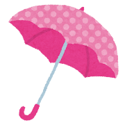 ピンクの水玉の傘のイラスト