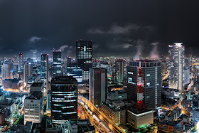 Japonia, Osaka, miasta nocą