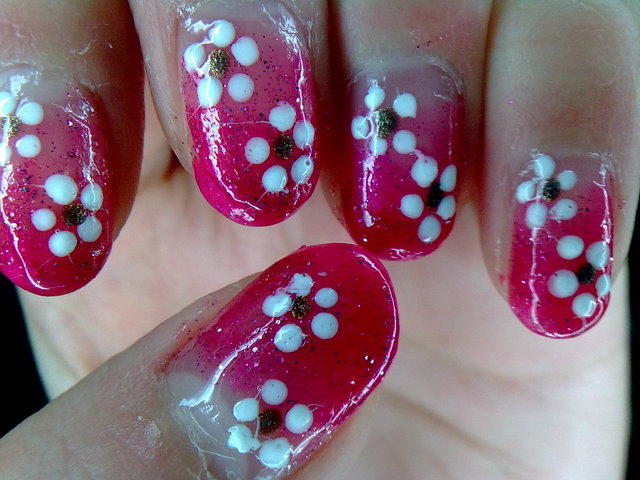 flower design nails purple color lovely red floral nail art