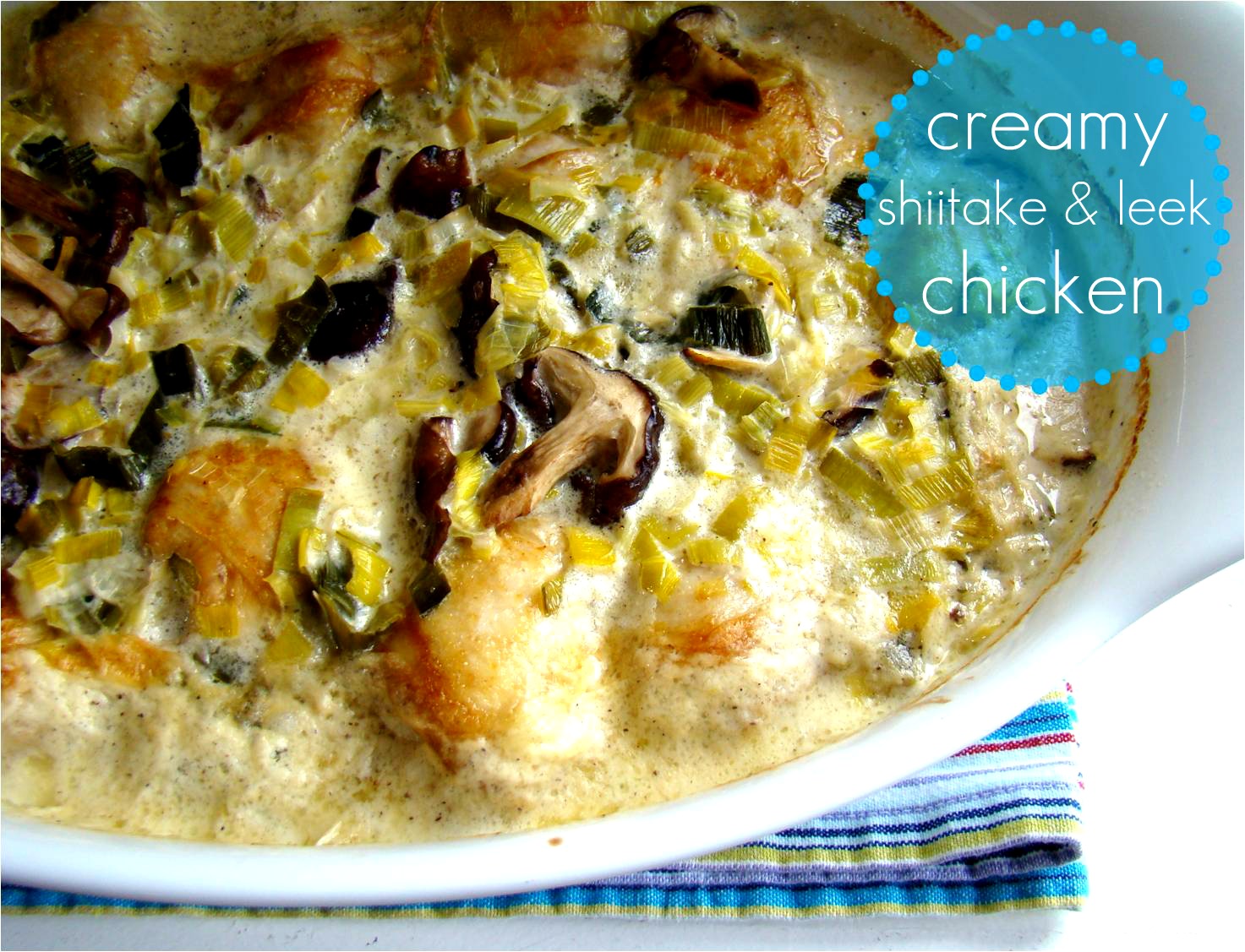 Creamy shiitake and leek chicken