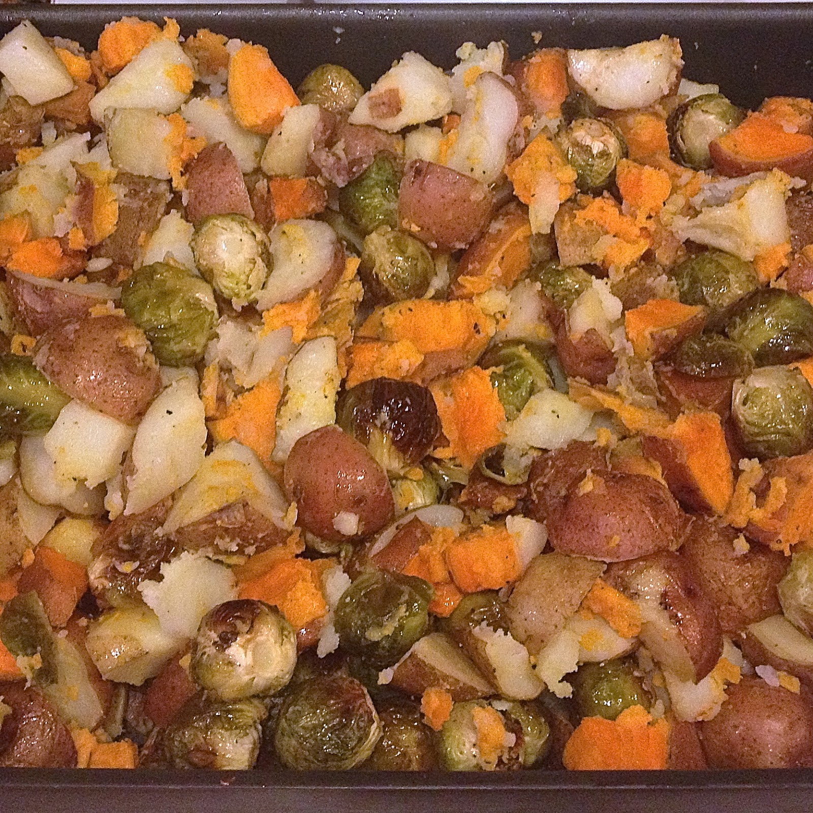 BinomialBaker Roasted Potatoes and Brussel Sprouts