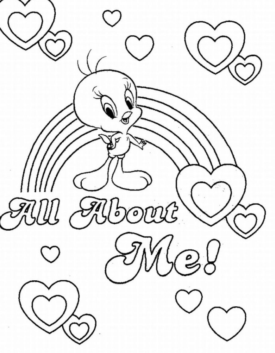 Tweety Coloring Pages Happy Valentine Day