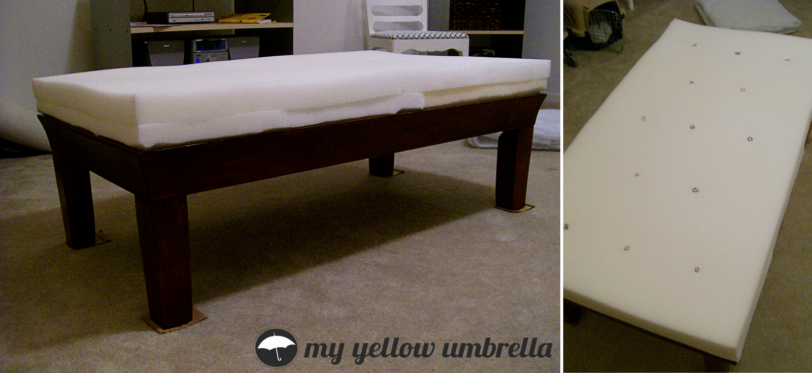 my yellow umbrella DIY Tufted Ottoman How I Did It for 50