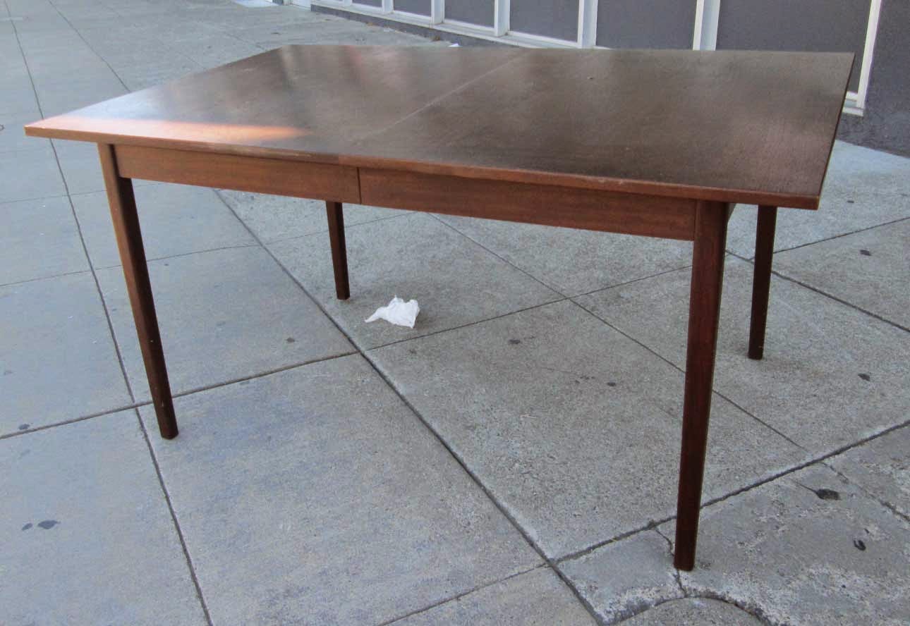 UHURU FURNITURE & COLLECTIBLES SOLD Dark Wood Laminate Table with 2 Leaves 95