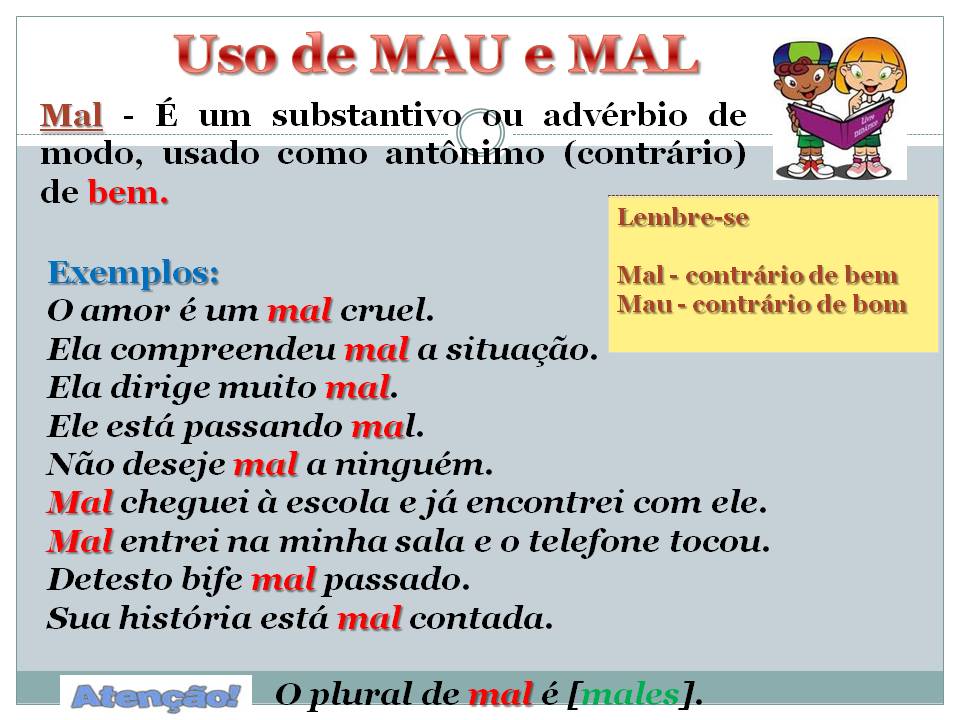 Blog Da Professora Flor Uso De Mau Mal