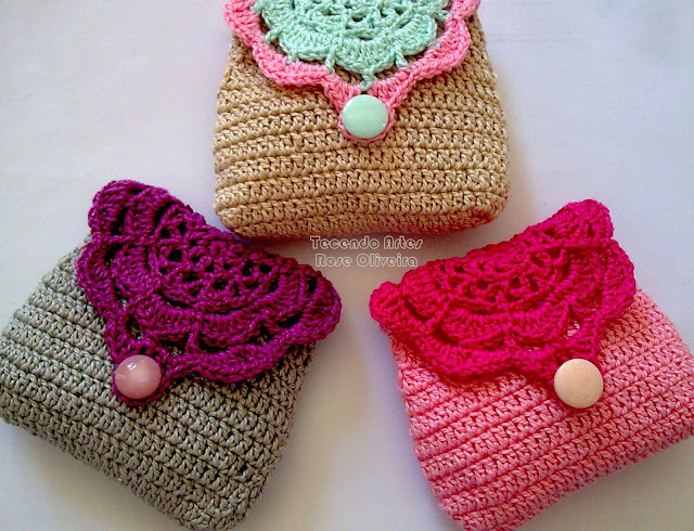 Tecendo Artes em Crochet: Porta Moedas Retr? Coloridas- Lindas!