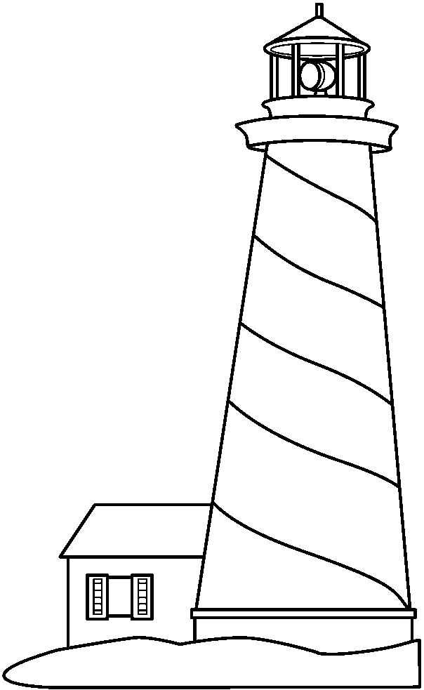 Line Art Lighthouse : Black and white lighthouse clip art sketch coloring page