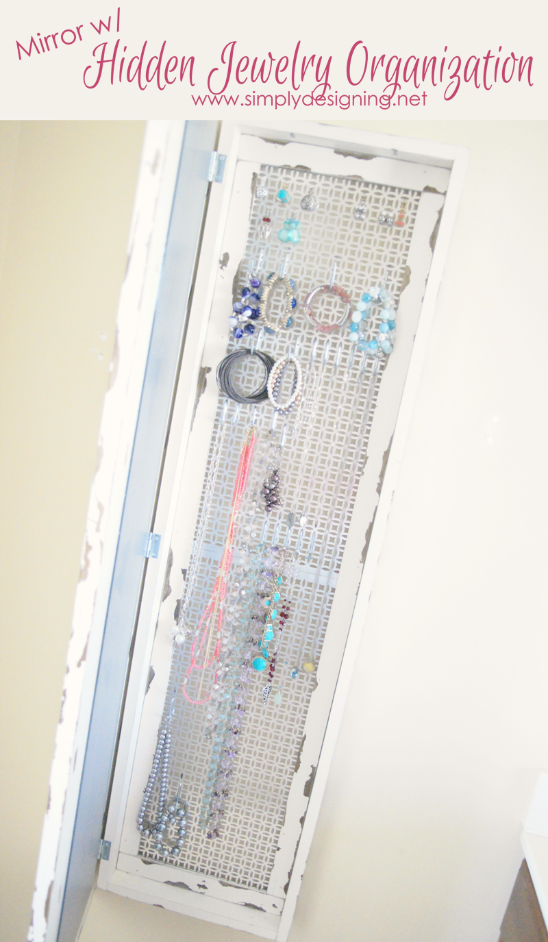 DIY Framed Mirror with Hidden Jewelry Organizer