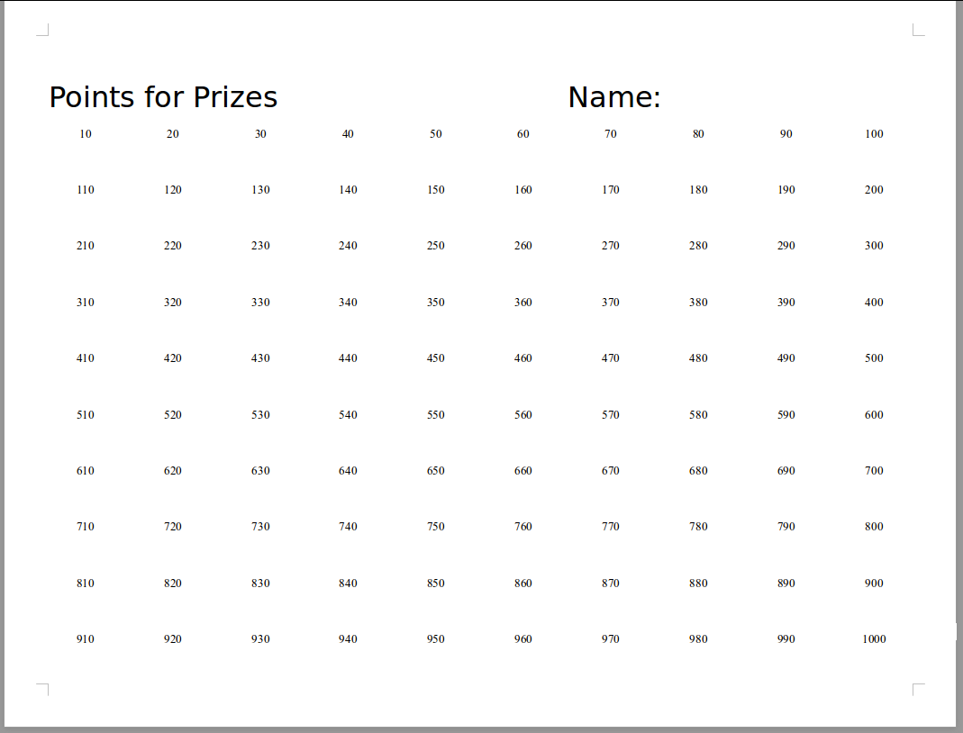 The Teaching Studio Points for Prizes