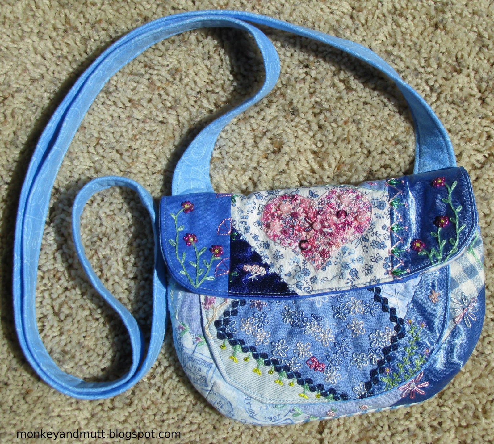 Hand Stitched Treasure My First Crazy Quilt Purse Completed