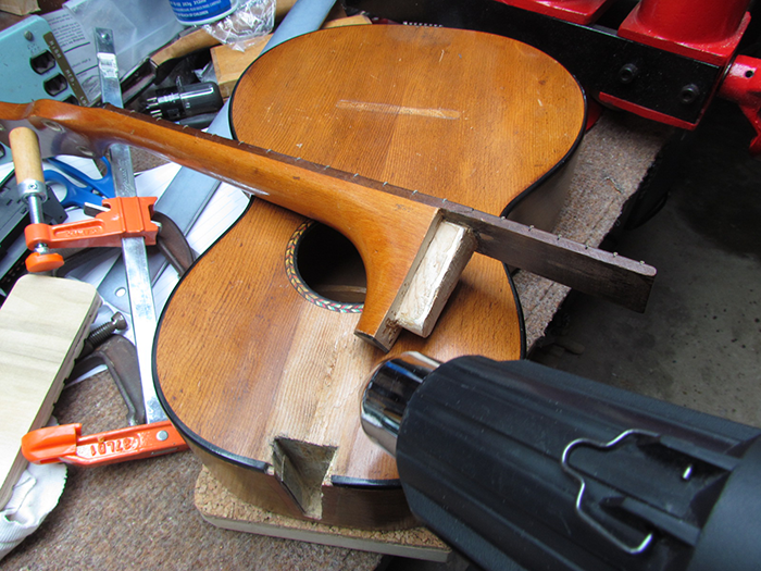 Gluing Acoustic Guitar Neck to Body Regal Tenor Neck Reset Continues