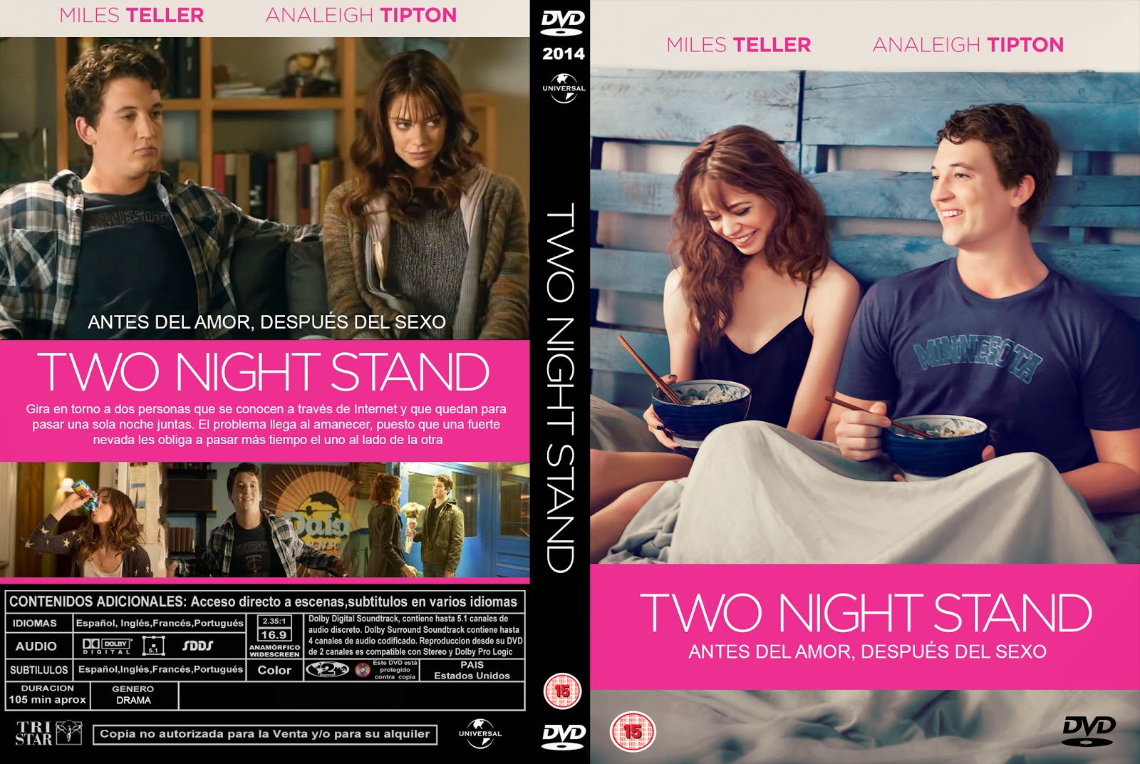 PB DVD Cover / Caratula FREE TWO NIGHT STAND DVD COVER 2014 ESPAÑOL