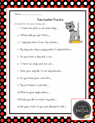 Classroom Freebies: Punctuation Practice Sheet