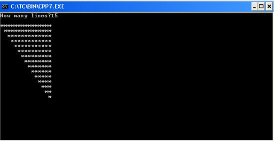 C++ program to print following trianlge using character *
