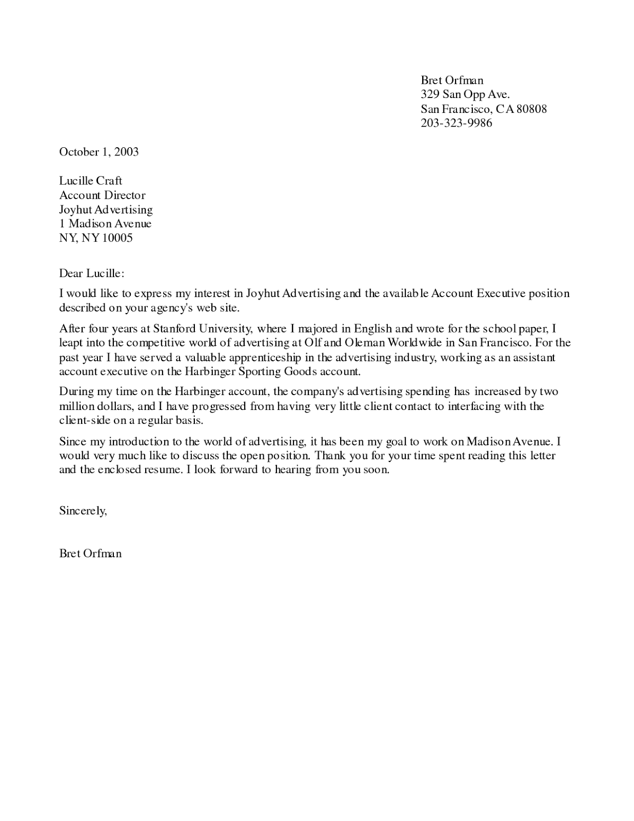 assistant account executive cover letter