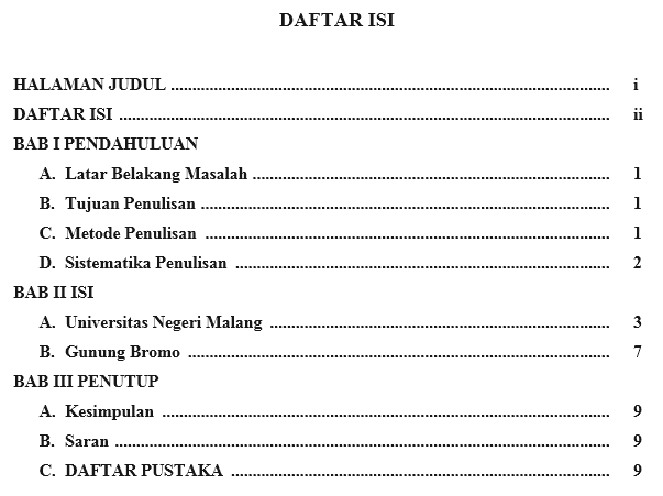 Materi Pelajaran 2 Contoh Daftar Isi Laporan Study Tour