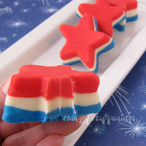 4th of July Dessert Red, White, and Blue Fudge Stars Hungry Happenings