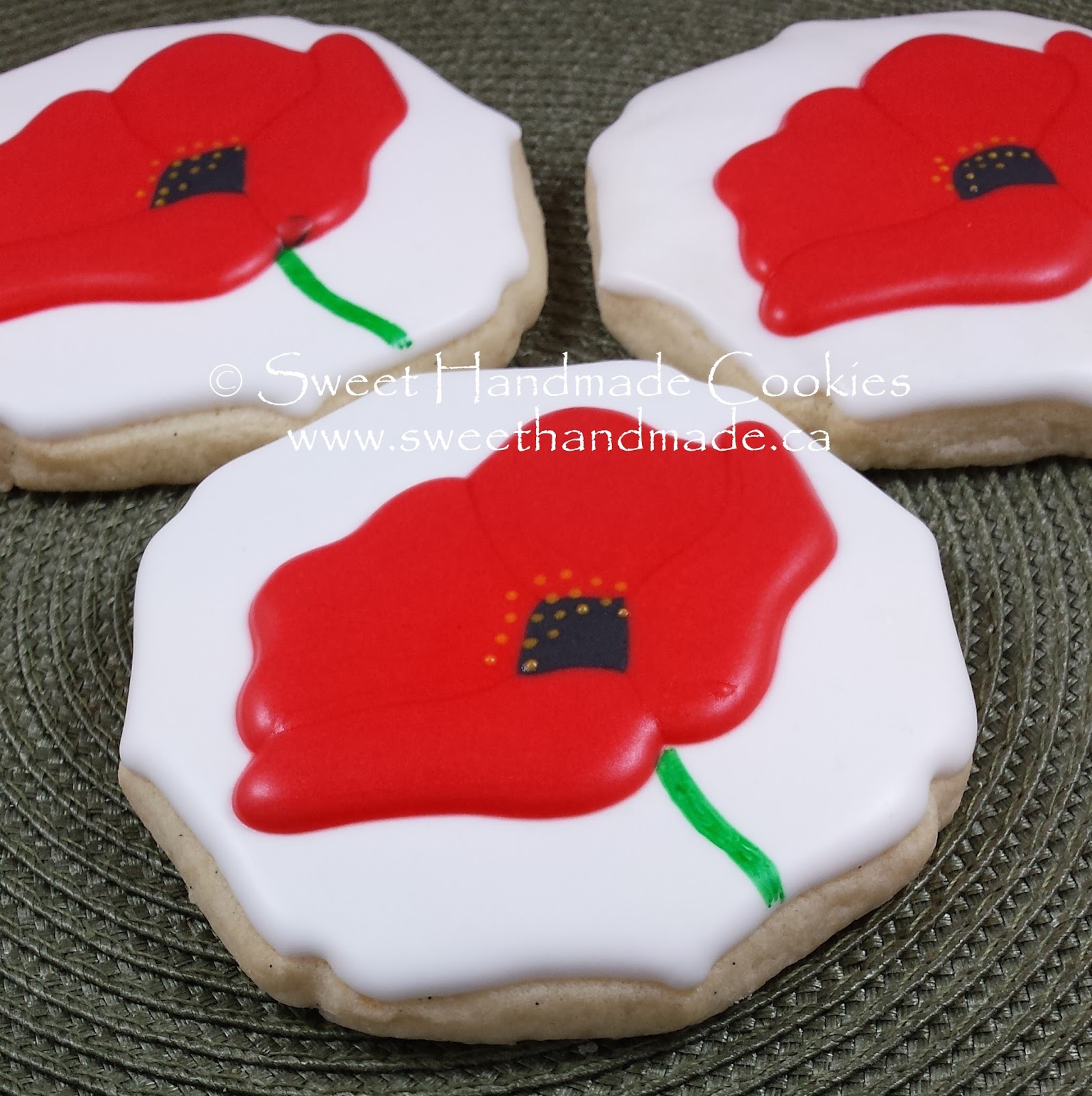 Sweet Handmade Cookies Remembrance Day Poppy Cookies