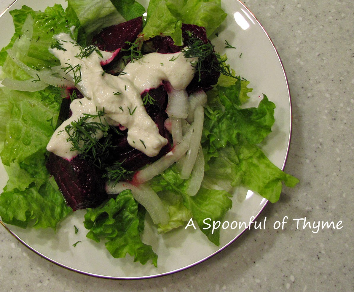Roasted Beet Salad with Horseradish Cream Dressing