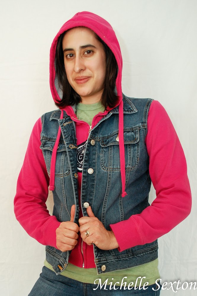 Hooded Denim Jacket DIY - minimal sewing and easy to make - click through and learn how @SoHeresMyLife.com
