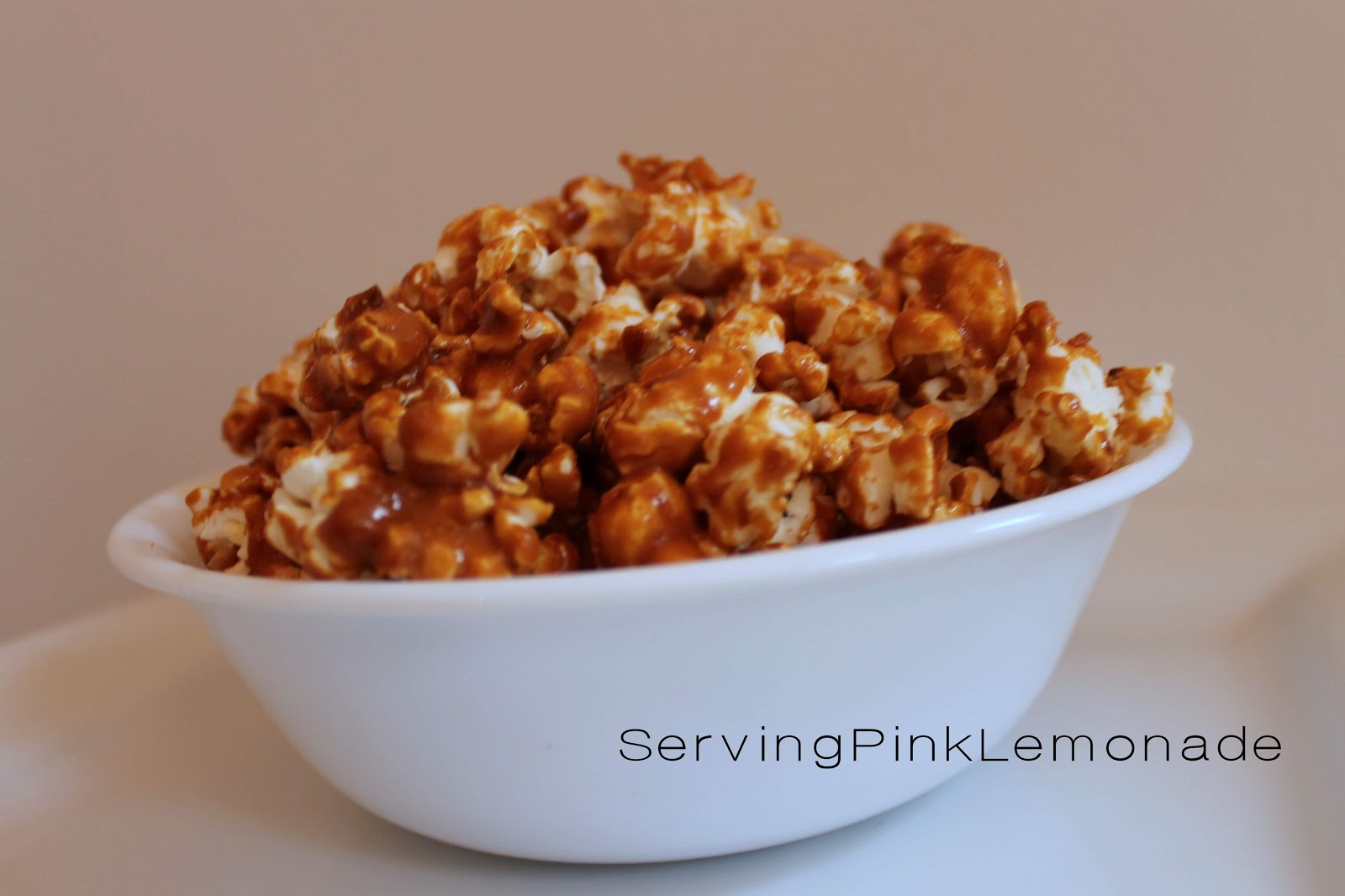 Serving Pink Lemonade Homemade Crunchy Caramel Popcorn (using only