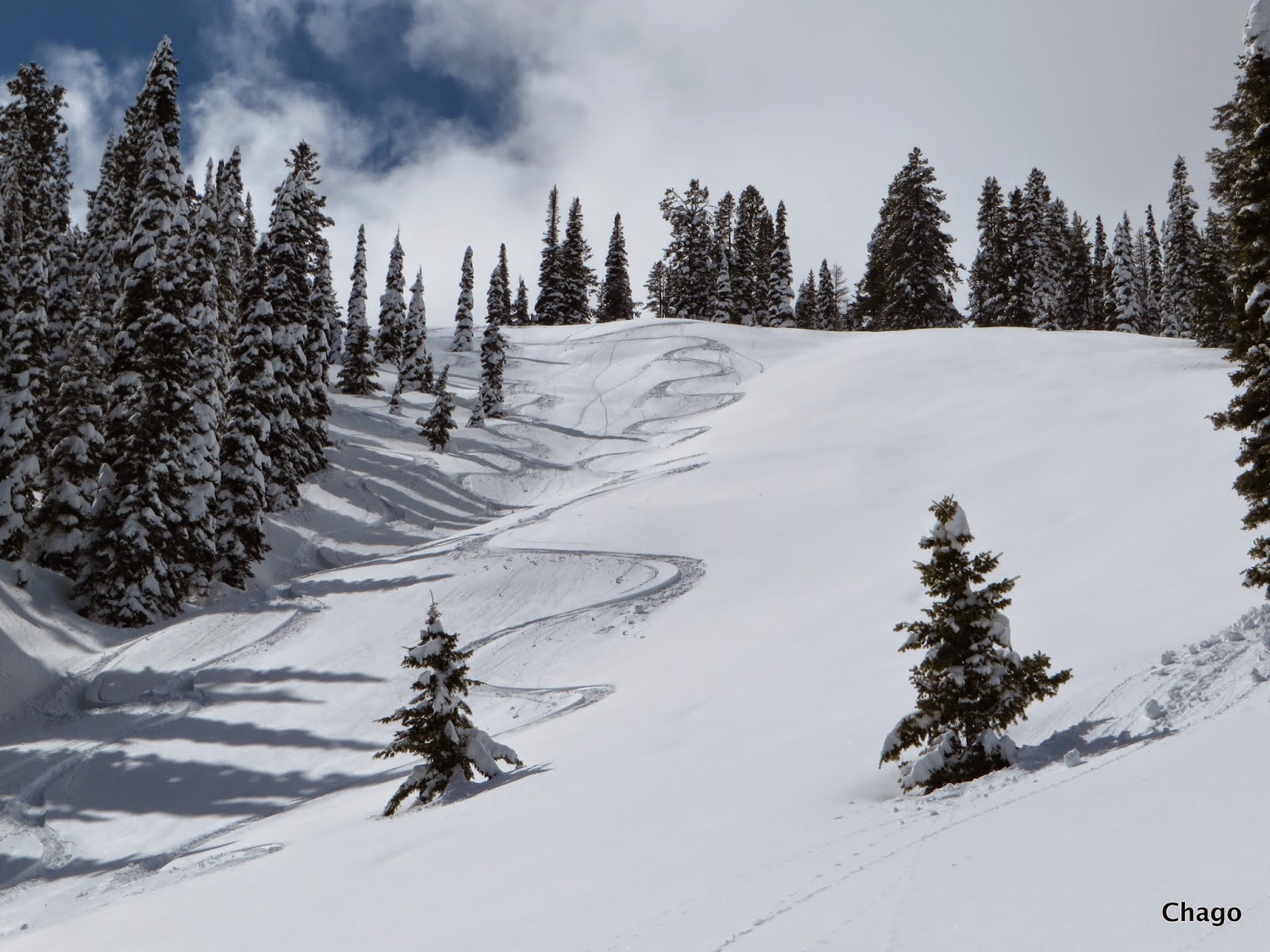 Mores Creek Summit Backcountry Skiing Pow at Top Of the World in April